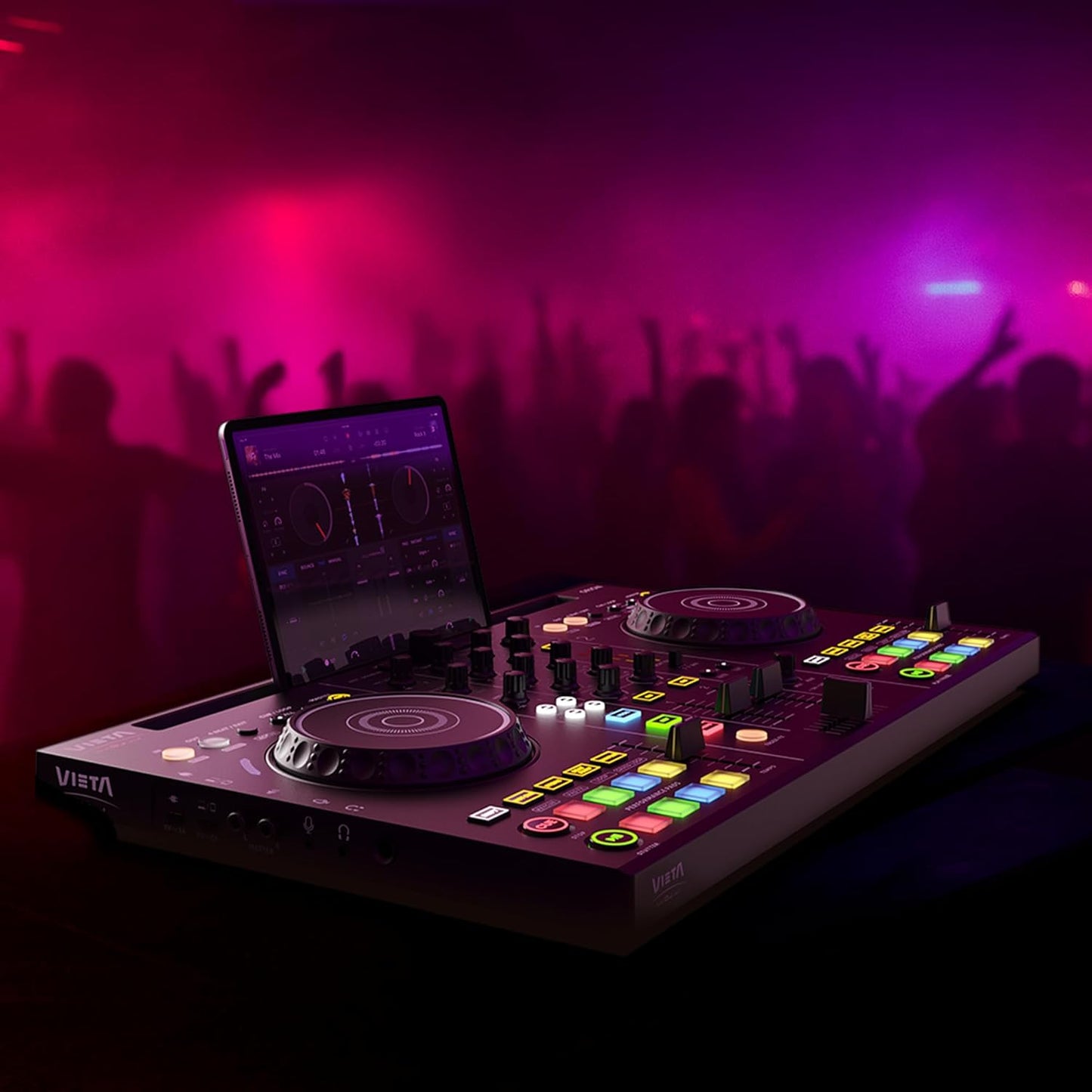 DJ-Controller 2-Kanaals – DJ-Mengpaneel – DJ-Mixer – Mengtafel – Audio-Interface – Bluetooth en USB – Geïntegreerde Geluidskaart met RGB-Pads