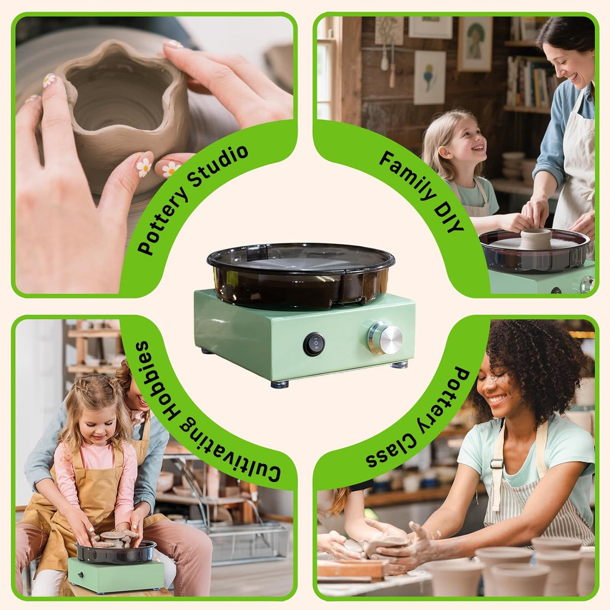 Mini Pottenbakkersschijf – Pottenbakkerswiel – Keramiekschijf – Draaischijf – Kleiwiel – Compact 15 cm Metalen Draaischijf – Traploze Snelheidsregeling 0-300 RPM