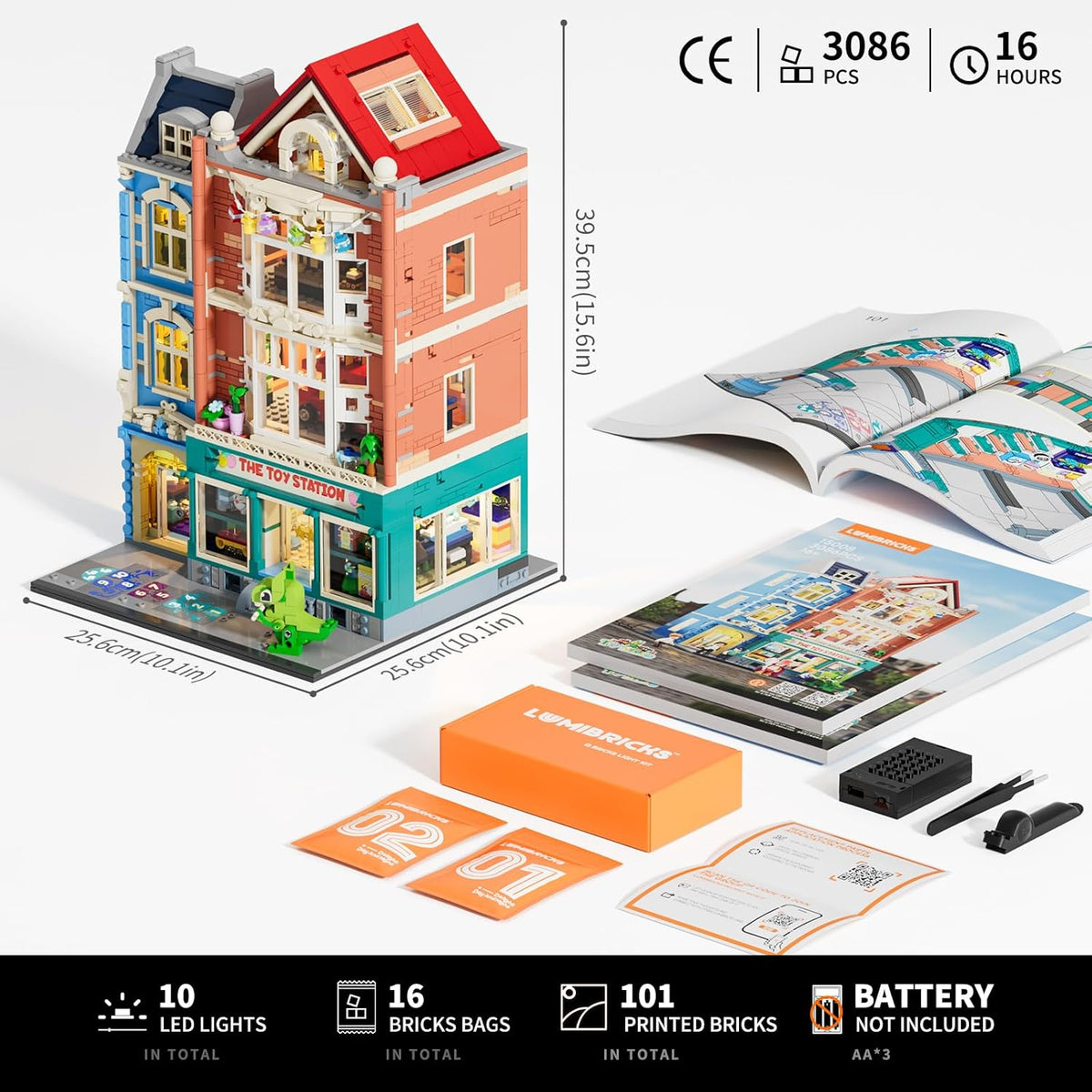 Lumibricks Speelgoedwinkel bouwset met licht, 3086 stuks, modulair gebouw, 2-in-1 Bauhaus & poppenhuis, cadeau-idee voor tieners en volwassen speelgoedfans, L9100