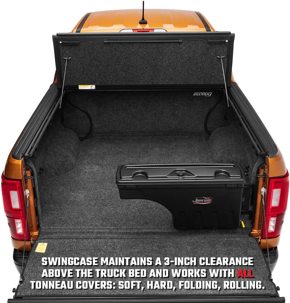 UNDERCOVER SwingCase Truck Bed Opbergdoos | SC104P | Past 2019-2023 Chevy/GMC Silverado/Sierra 1500 Passagierszijde, Zwart
