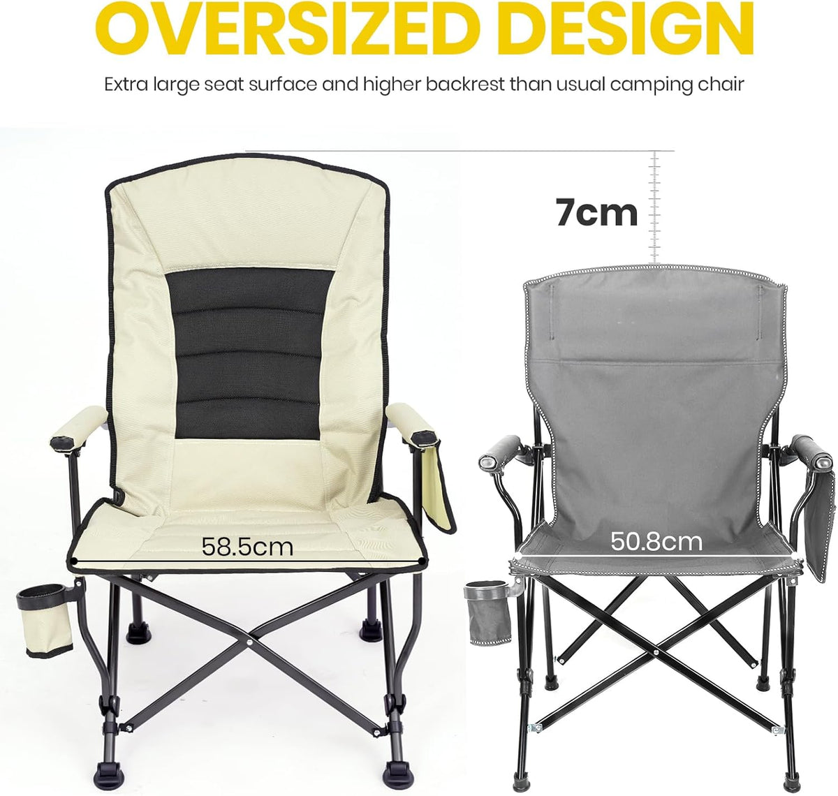 XGEAR Verstelbare Hard Arm Stoel Met Opvulling Khaki