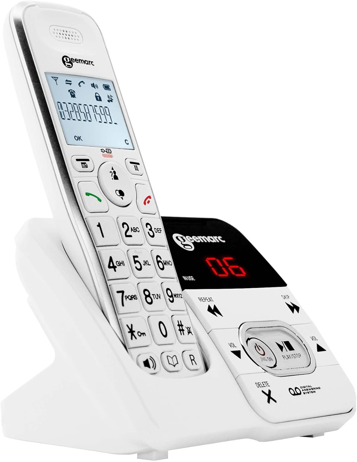 Geemarc Pack Mobility - Duo van Draadloze Telefoons met Versterker, Antwoordapparaat en Grote Persoonlijke Fototoetsen voor Ouderen - Laag of Matig Gehoorverlies