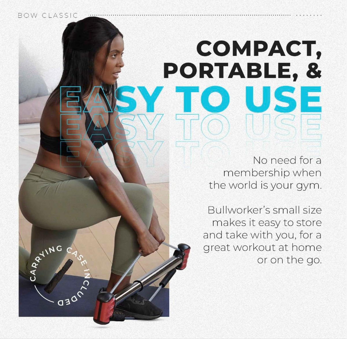 Bullworker Bow Classic - full-body training - portable isometric training device for home, for quick strength training results: Chest, back, arms and abs training machine. - QUORE