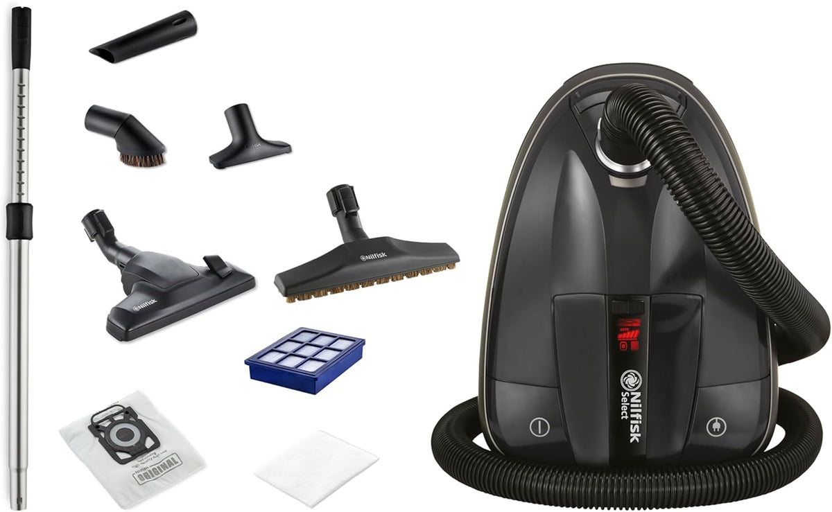 Nilfisk Select Stofzuiger – HEPA Anti-Allergie Stofzuiger – Geschikt voor Vloeren en Tapijten, Verwijdert Huisdierenharen – Zwart (BLSU13P08A1)