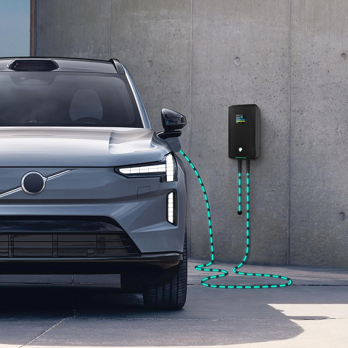 Wandlaadstation 22 kW voor elektrische voertuigen, 32 A driefasig laadstation met 6,1 m type 2 oplaadkabel voor elektrische voertuigen die voldoen aan IEC 62196-2