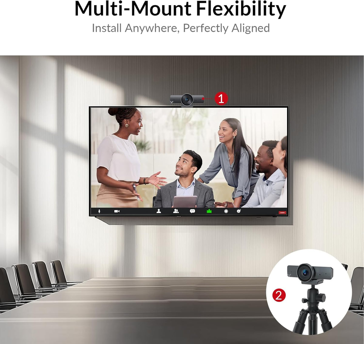 AV Access 4K Conference Webcam - Auto Framing, Presenter Tracking, Dual Noise Cancelling Microfics, Individuals Gallery, Privacy Cover, 120° FOV, ePTZ Control, 5X Digitale Zoom, Werkt met Teams, Zoom