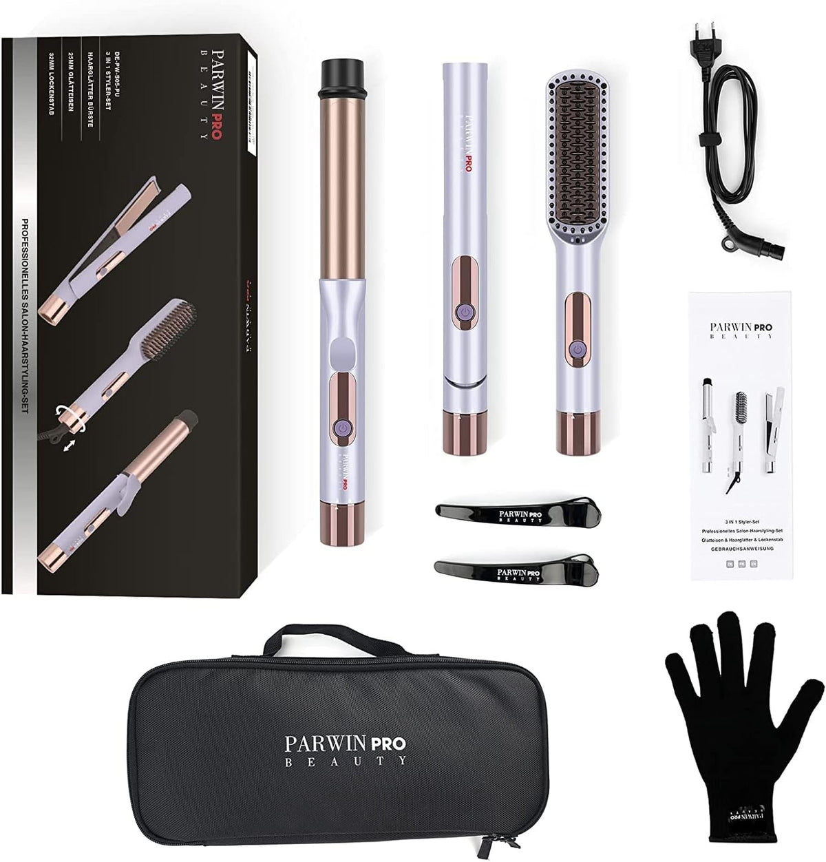 3-In-1 Stylingset – Stijltang – Krultang – Stijlborstel – Haarstyling Set – 25 Mm Stijltang En 32 Mm Krultang – Snelle Opwarming Binnen 30 Seconden En Ionentechnologie