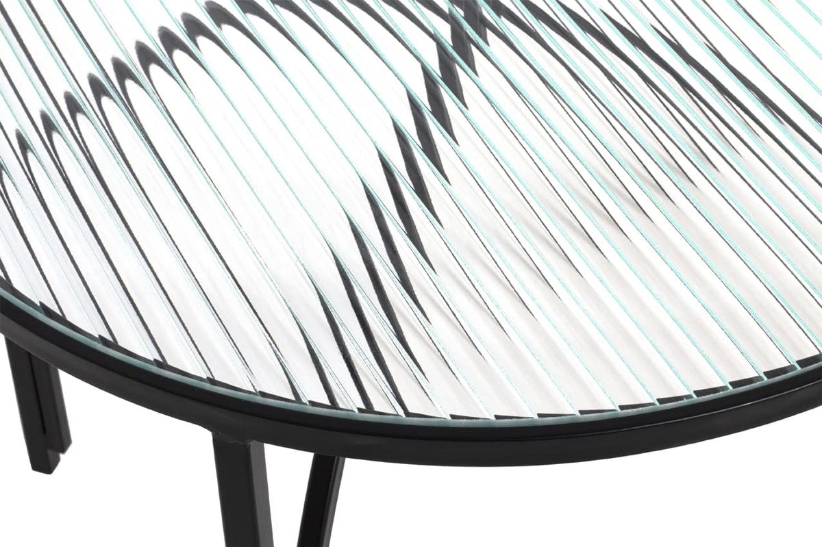 HAKU Bijzettafel zwart, Metaal, veiligheidsglas - Maat: H 40 cm x Ø 50 cm, Stijl: Modern