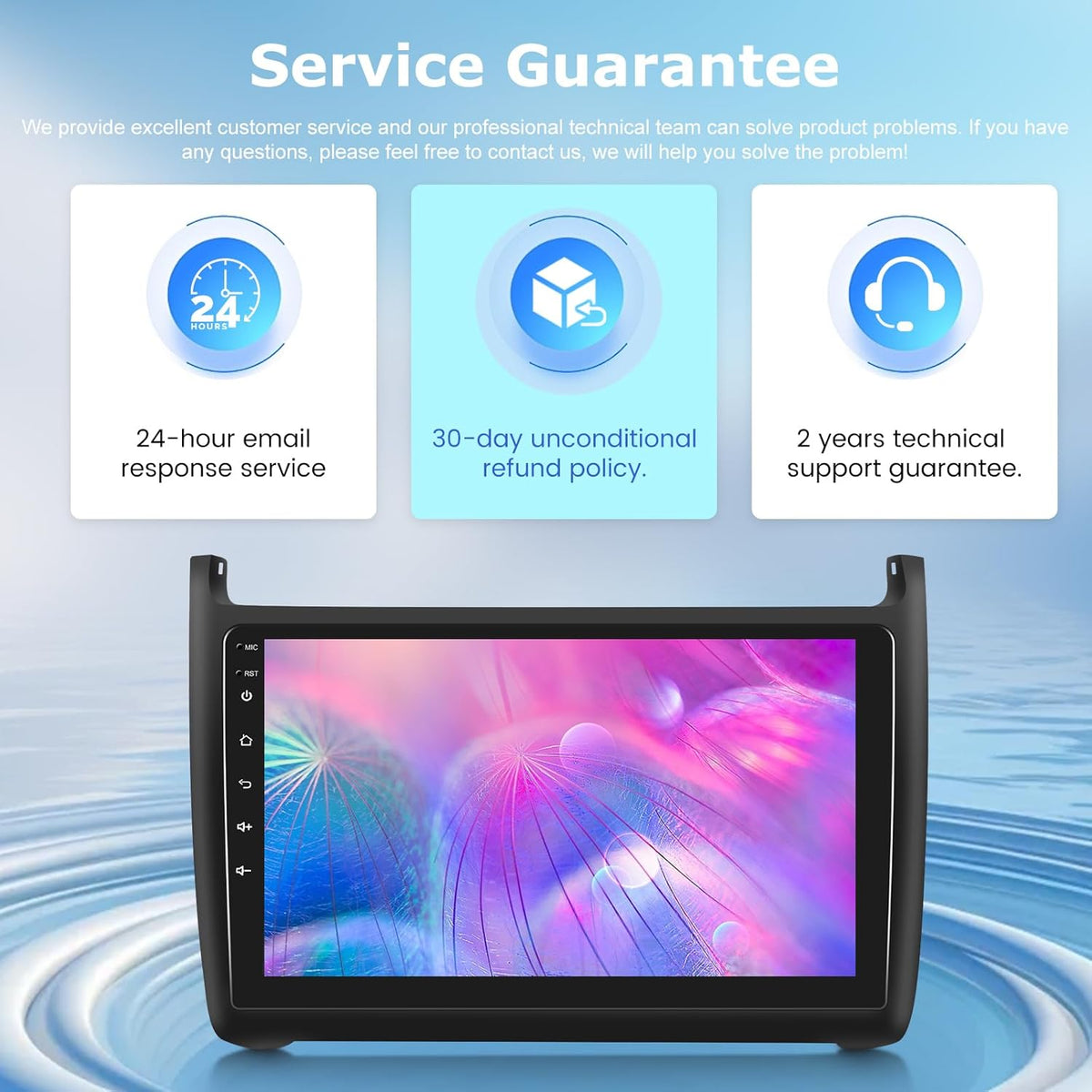 2G+64G Android 13 Car Radio for VW Volkswagen Polo 2008-2020 with Wireless Carplay & Android Auto, 9 Inch Touchscreen Car Stereo with WIFI/GPS/FM RDS/Bluetooth+AHD Rear View Camera