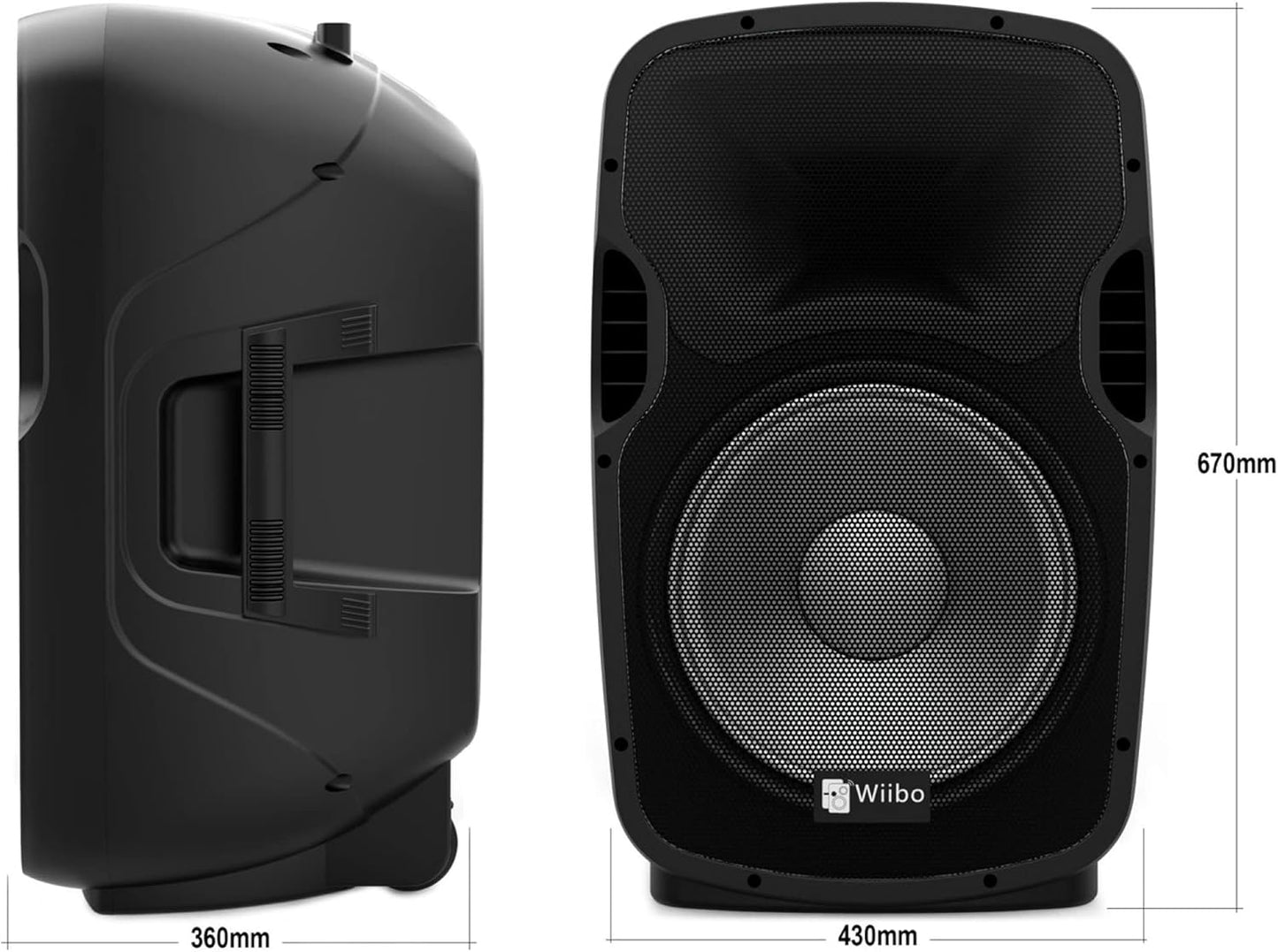 Actieve luidspreker – PA speaker – Bluetooth speaker – Party speaker – Feestspeaker – 15 inch 600W piek – Inclusief microfoon, standaard en RGB ledverlichting