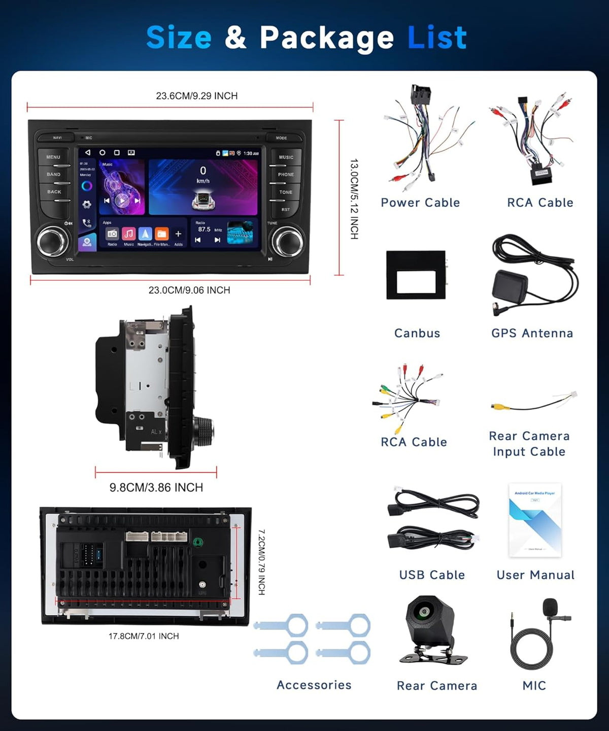 Android Autoradio – Auto Radio – Multimedia Systeem – Navigatiesysteem – Infotainment Systeem – Android 15 OS – 7 Inch HD Touchscreen