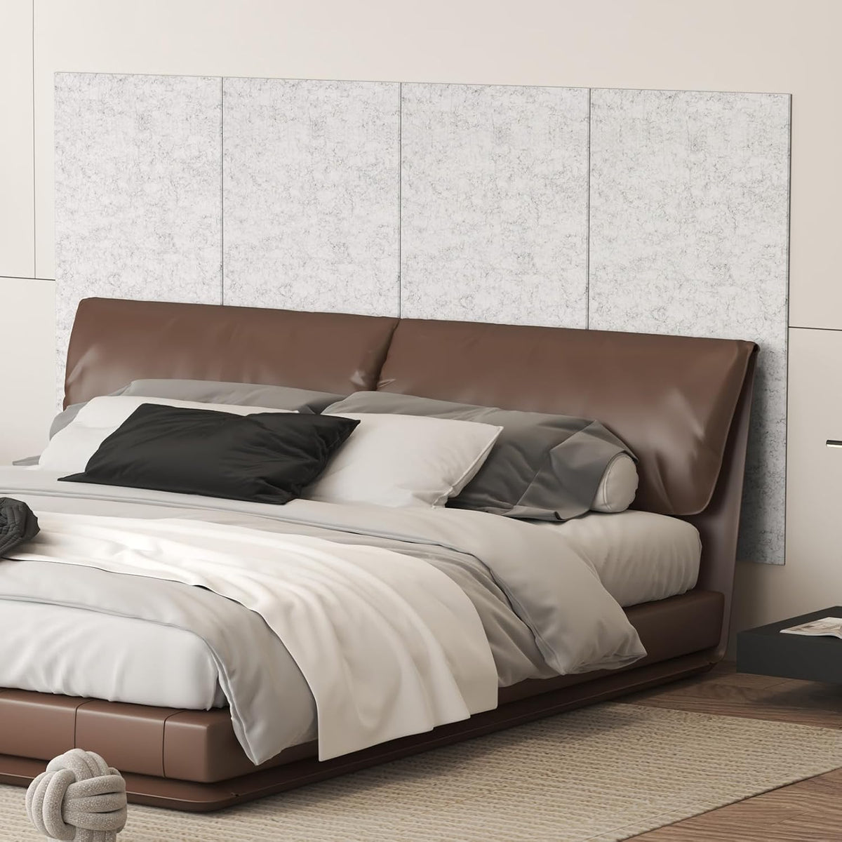 TONOR Grote akoestische panelen, zelfklevend, 112 x 55 cm, geluidsisolatieplaten, akoestische platen voor wandbekleding, akoestische behandeling en wanddecoratie, studio, huis, kantoor, grijs
