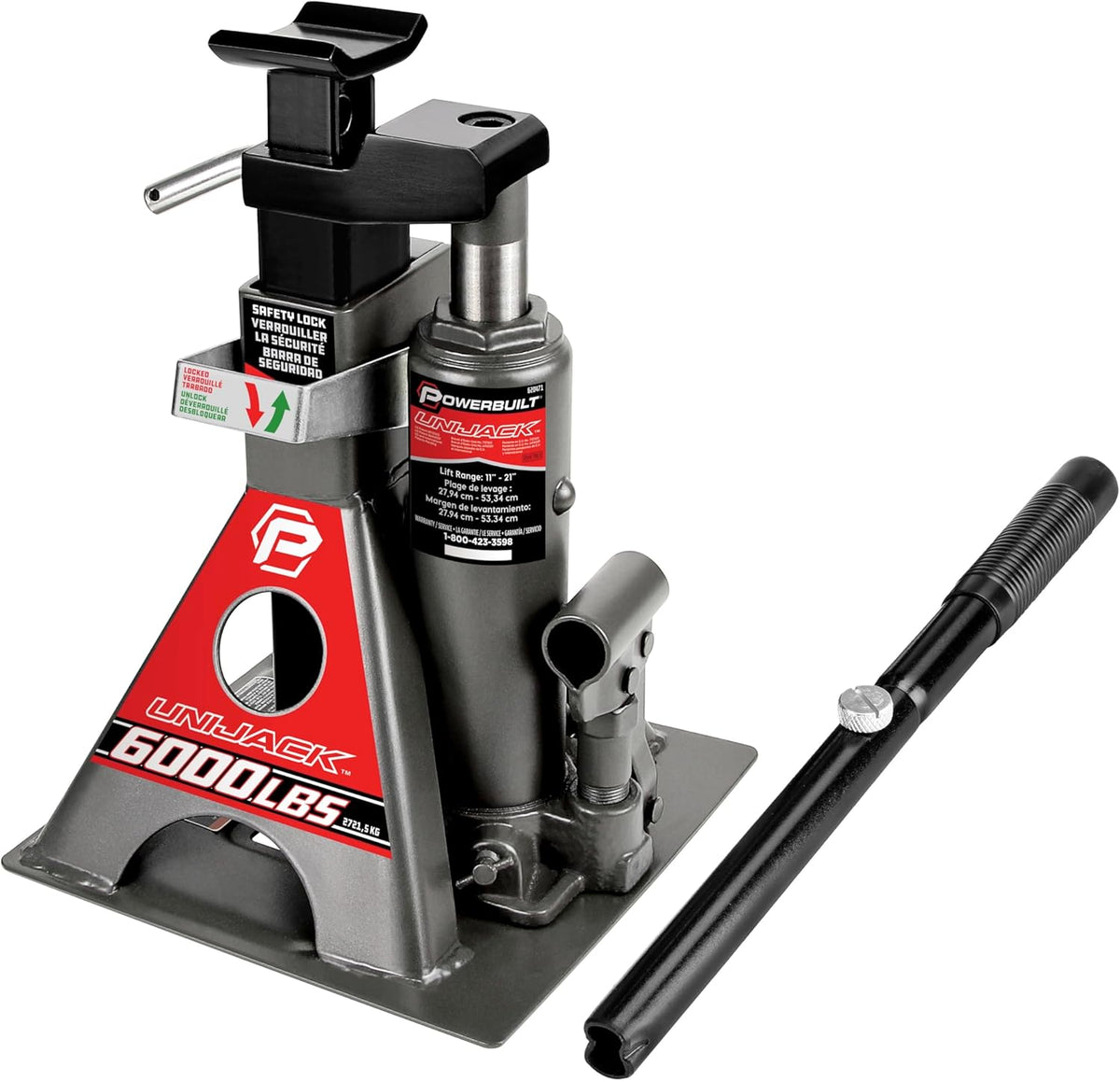 Hydraulische Fleskrik – Flessenkrik, Kriksteun, Autokrik, Jackstand – 3 Ton – Geïntegreerde Ratelvergrendeling – Brede Basis En Hefbereik 11 Tot 21 Inch