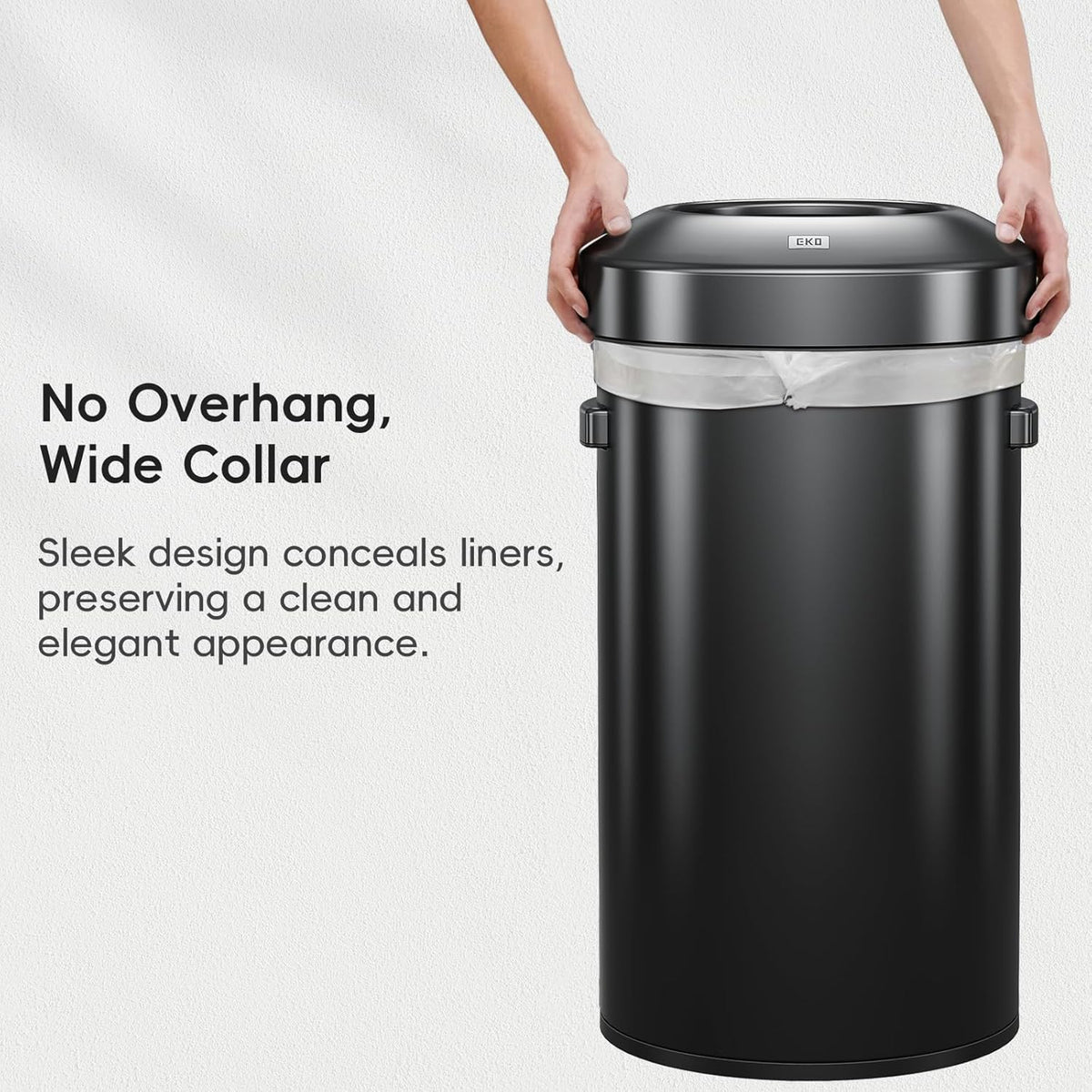 EKO Urban 24 gallon ronde zwarte roestvrijstalen open afvalbak, hoge commerciële prullenbak voor binnen/buiten, extra grote metalen vuilnisbak voor kantoor, restaurant, toilet, 90L