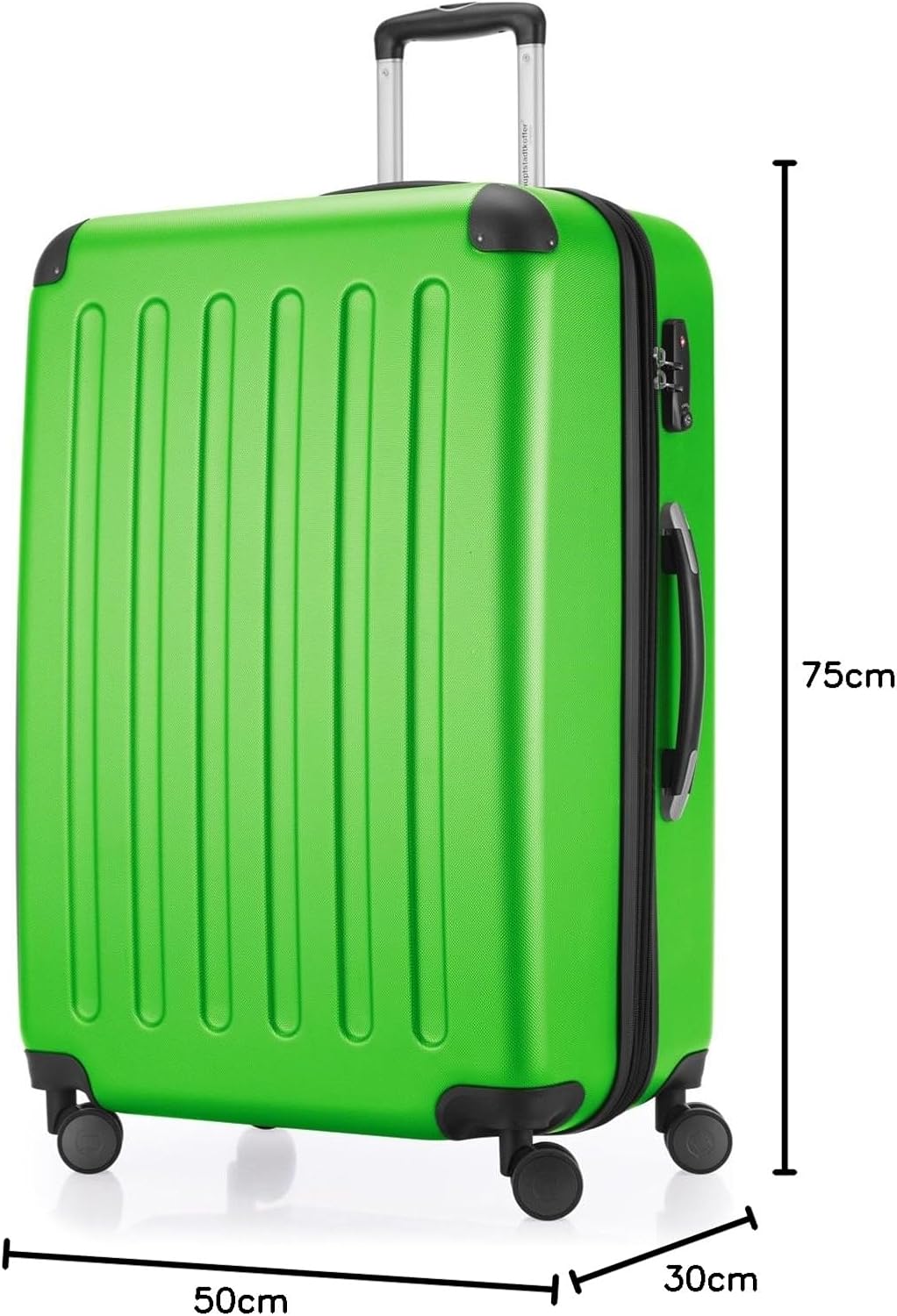 HAUPTSTADTKOFFER - Spree - harde koffer met 4 dubbele wielen, trolleykoffer, uitbreidbare reiskoffer, 75 cm, 119 liter, Appel groen