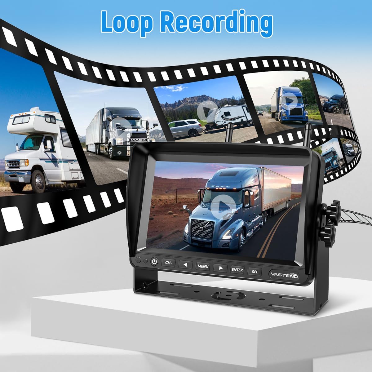 Draadloze achteruitrijcamera, 7 inch monitor, 1080p, draadloze achteruitrijcamera, IP69 waterdicht, stabiel signaal, voor caravan, vrachtwagen, auto, camper, 2 camera's