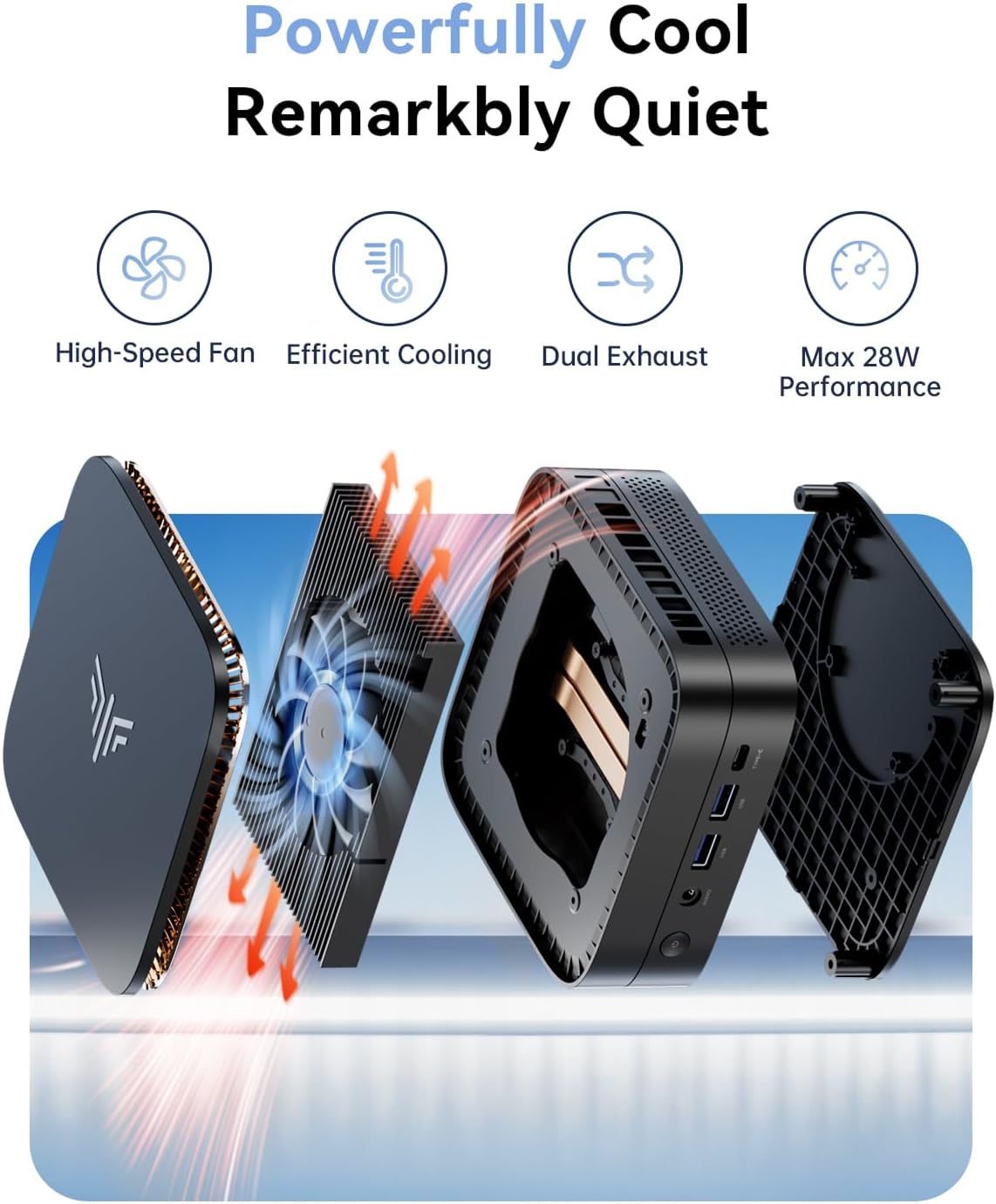 NiPoGi Pinova P1 Mini PC AΜD Ryzen 4300U W-11 Pro(4C/4T, tot 3,7 GHz) 8GB DDR4 RAM + 256GB SSD, 4K Triple Display HDMI 2.0 + Type-C + DP1.4, WiFi 5/BT 4.2, LAN, Mini Computer voor Kantoor/Onderwijs