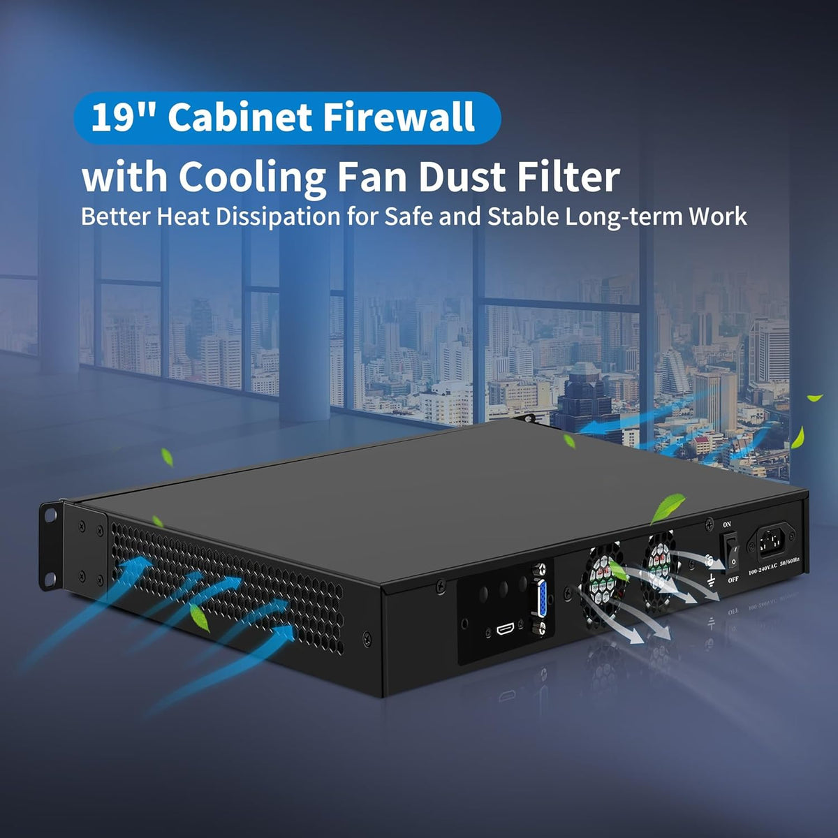 1U N100 Firewall Appliance Rackmount, 19" Rack Firewall hardware met 6 poorten i226-V 2,5 GbE LAN, U1 OPNsense Homelab Server DDR5 8 GB RAM 128 GB SSD, HD + VGA 2-display, AES-NI