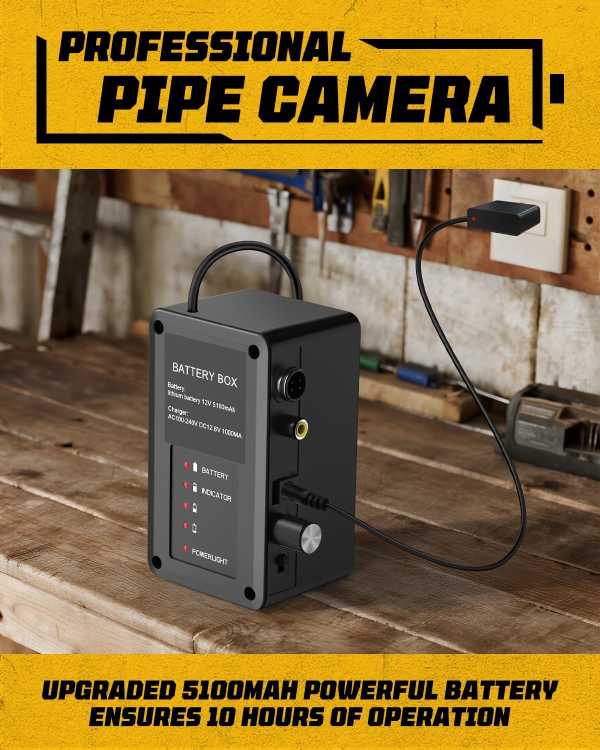 Anysun Inspectiecamera met zelfnivellering, 1080P, endoscoopcamera, waterdicht, IP68, 23 mm, IPS-display, 7 mm kabel met metrische markeringen, 5100 mAh, loodgieter-inspectie-gereedschap (50 m)