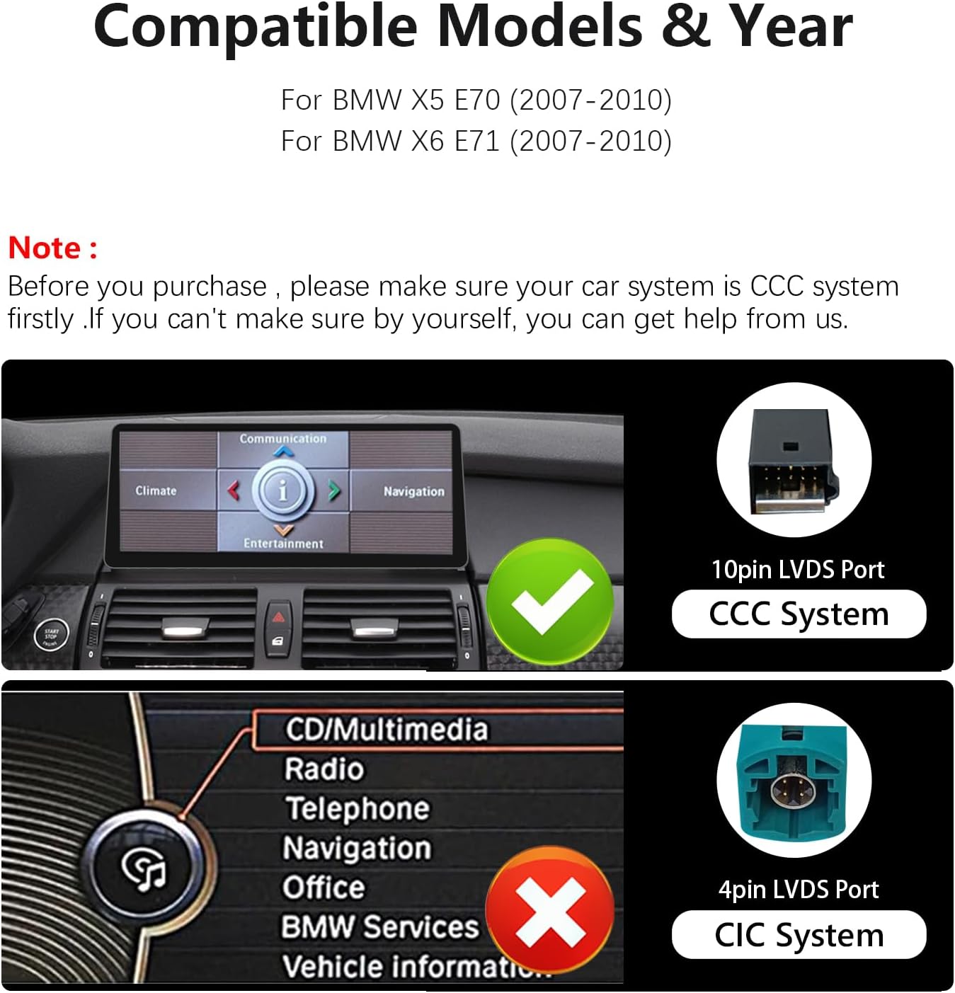 für BMW X5 E70 X6 E71 Carplay Android Auto Radio Touchscreen Original CCC Auto Stereo 2007-2010 Linux System (E70 CCC System