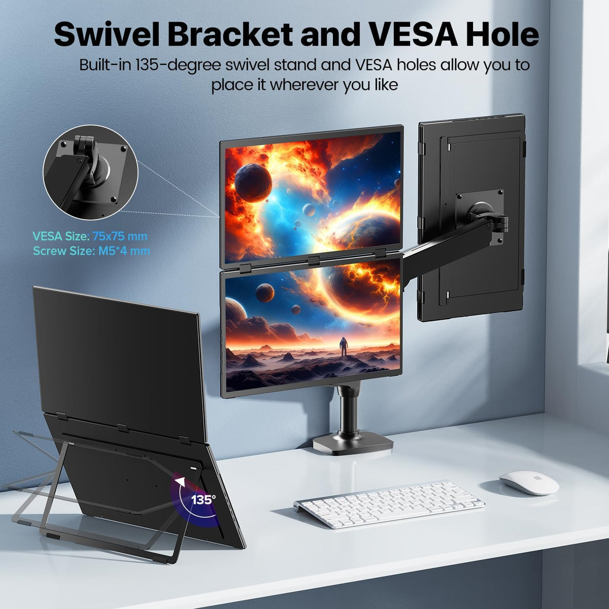 Draagbare Monitor – Mobiele Monitor – Opvouwbare Monitor – Dual Screen Monitor – Laptop Monitor – 18,5 Inch Full HD – Metalen Behuizing & 100 Hz Verversingssnelheid