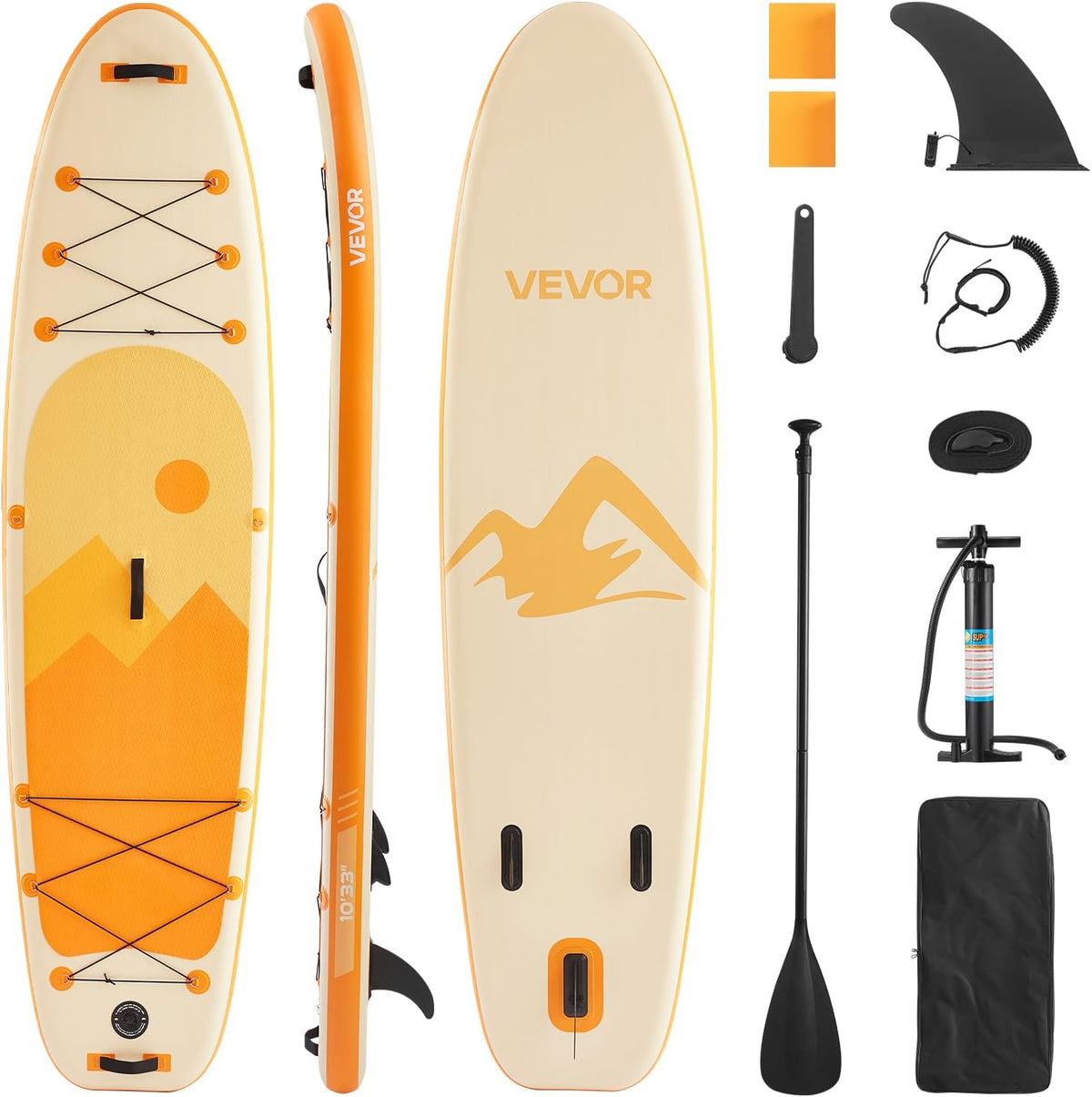 VEVOR Opblaasbaar paddle, 304,8 cm, ultralicht stand-up-paddleboard, met pompaccessoires, peddel, spoiler, rugzak, enkelriem, riem, antislipbrug voor jongeren en volwassenen