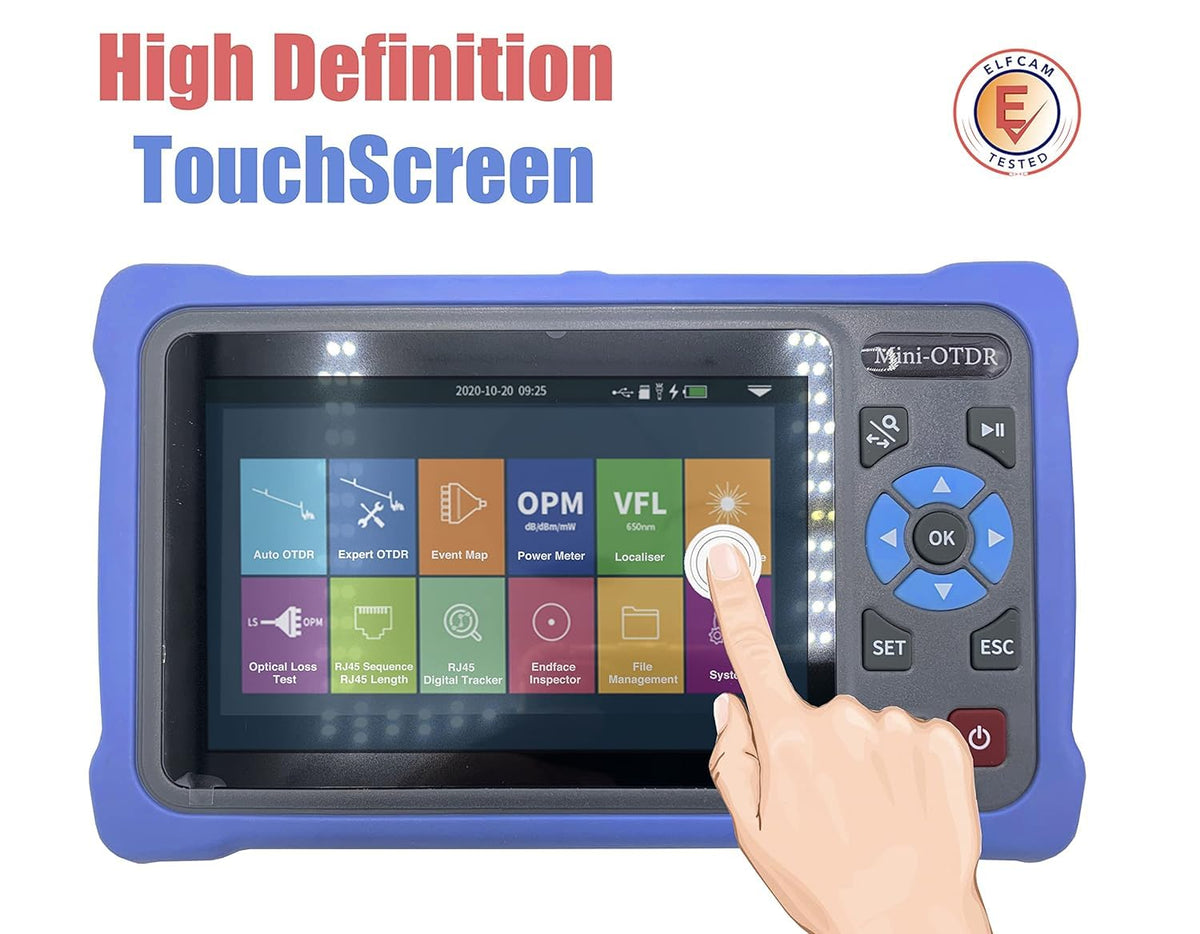 Elfcam® - OTDR voor FTTH, 26dB/24dB single-mode 1310nm / 1550nm, draagbaar 4-in-1 OTDR + VFL+ OPM + OLS, OTDR optische vezeltester/reflectometer van het optische domein, tot 100 km (ELF-5800)
