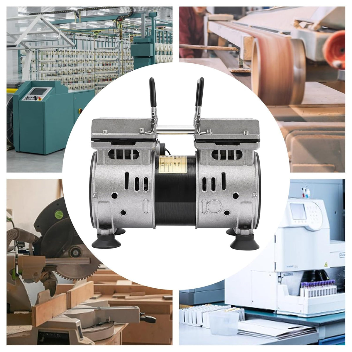 Vacuümpomp – Olievrije Pomp – Laboratoriumpomp – Industriële Vacuümpomp – Suppressiepomp – 550W Krachtige Motor – Fluisterstil 45 dB