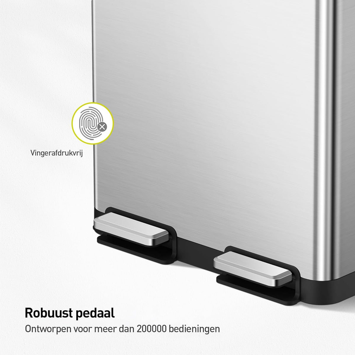 EKO Deluxe Prullenbak 2 Vakken, 40 + 28 liter, Recyclebare Vuilnisemmer, 12 vuilniszakken, Afvalscheiding met uitneembare binnenemmer, duurzame pedalen, soft closing, Vingerafdrukbestendig