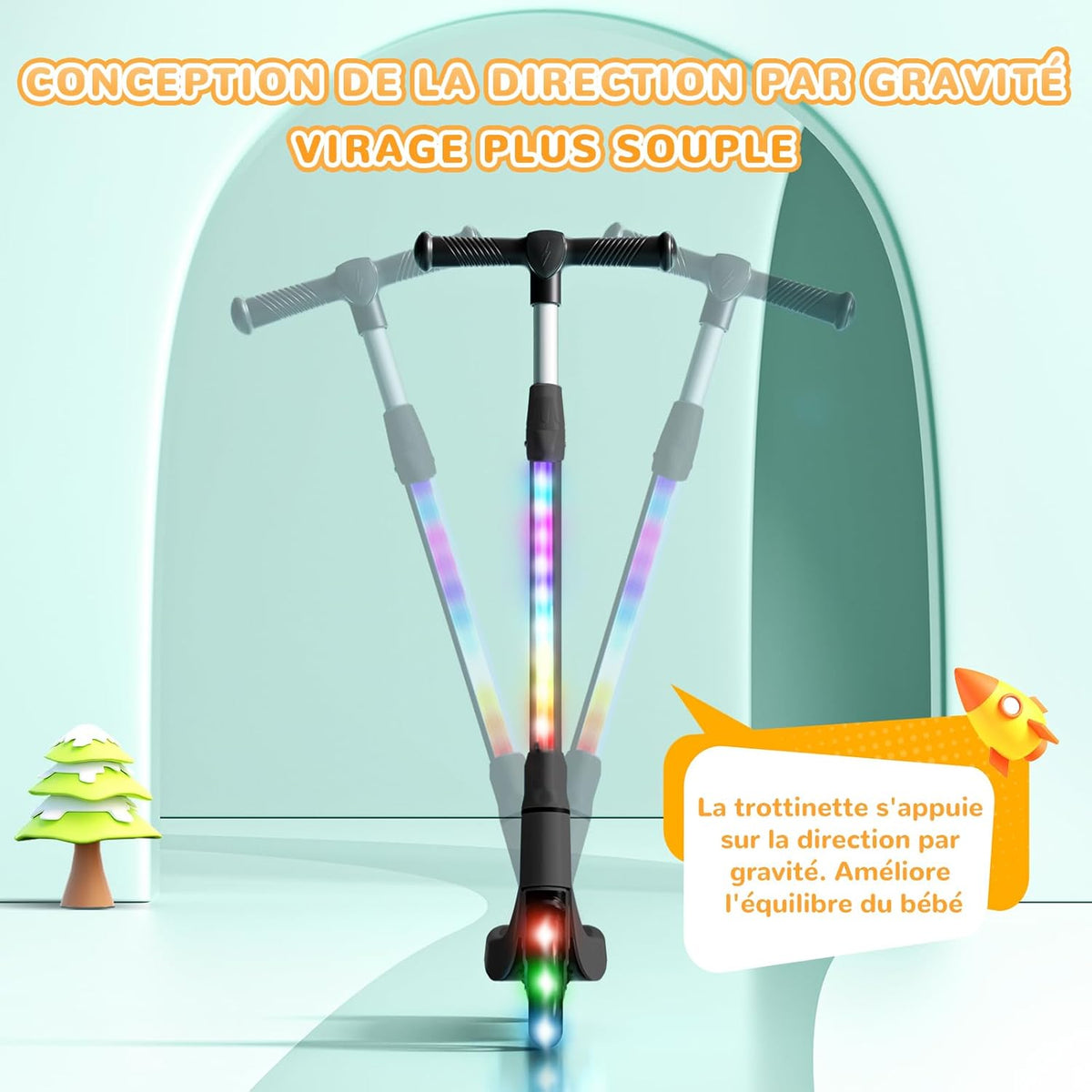 SISIGAD Elektrische step voor kinderen, 6-8-10 jaar, elektrische scooter, 5,3 inch met kleurrijk ledlicht en 3 verstelbare hoogtes, kinderstep, maximale snelheid 10 km/u, maximale belasting 70 kg