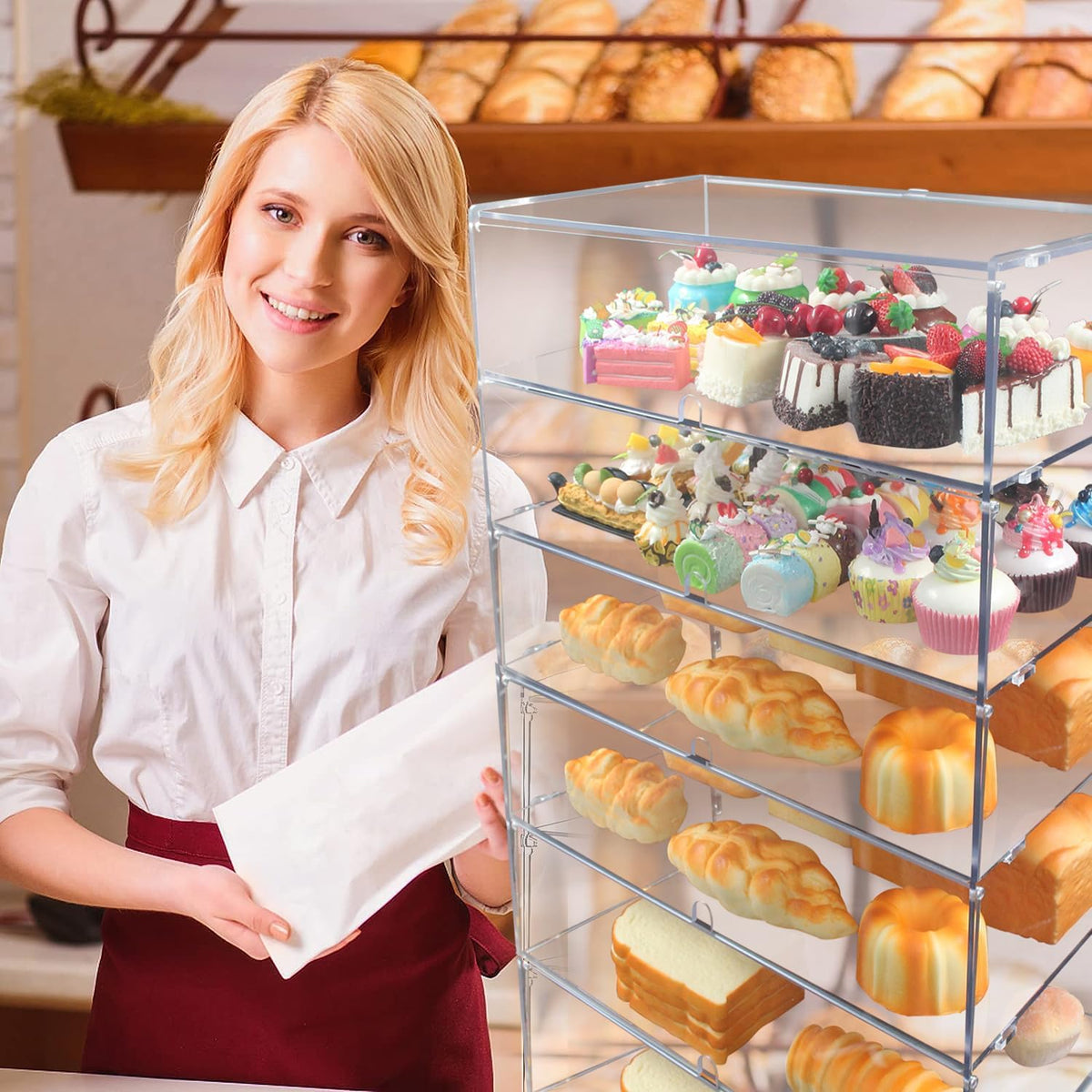 6 lagen doorzichtige toonbankbovenkant bakkerijvitrine 5 mm hoge impact PETG-panelen transparante brooddoos