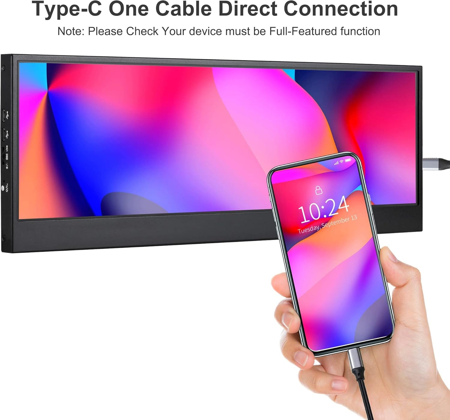 14 ''4K UHD IPS 3840x1100 Uitgerekt Bar Touchscreen Display Monitor voor Laptop PC Snelheidstemperatuur Windows Aida64 CPU GPU HDMI Secundaire Monitor voor Muziek Media Tijdlijn Bewerken