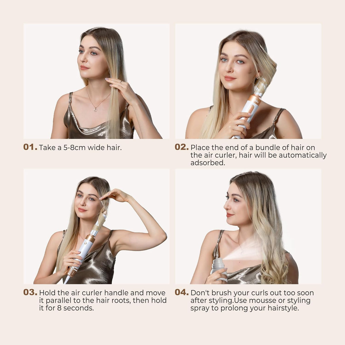 Haarföhn airstyler UKLISS haarstyler & ionen-haardroger Pro7 in 1, haarstyler set met airflow krulborstel, automatisch, ronde borstelföhn, airbrush haarstyler, thermische borstel, multistyler