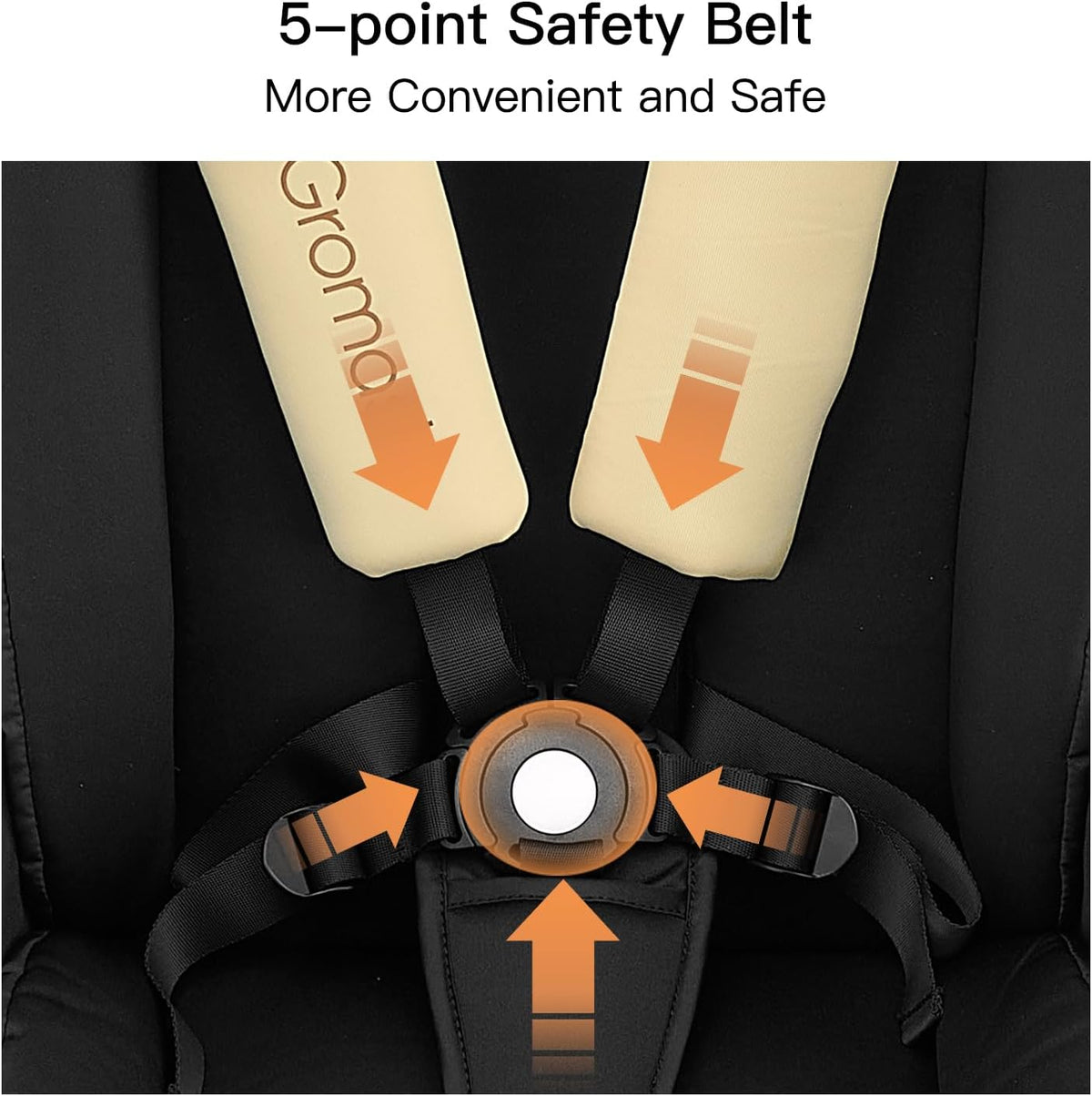 Gromast Gravity Opvouwbare babybuggy met verstelbare rugleuning en zonnedak, lichtgewicht en uv-bescherming, met één hand automatisch inklapbaar, beige