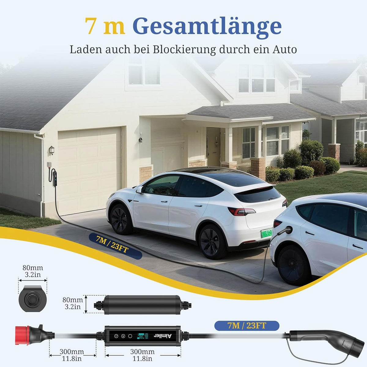 Draagbare EV Oplader – Elektrische Auto Lader – Mobiele EV Charger – 3-fasen Laadpunt – 22 kW Snel Laden – Wifi App Bediening
