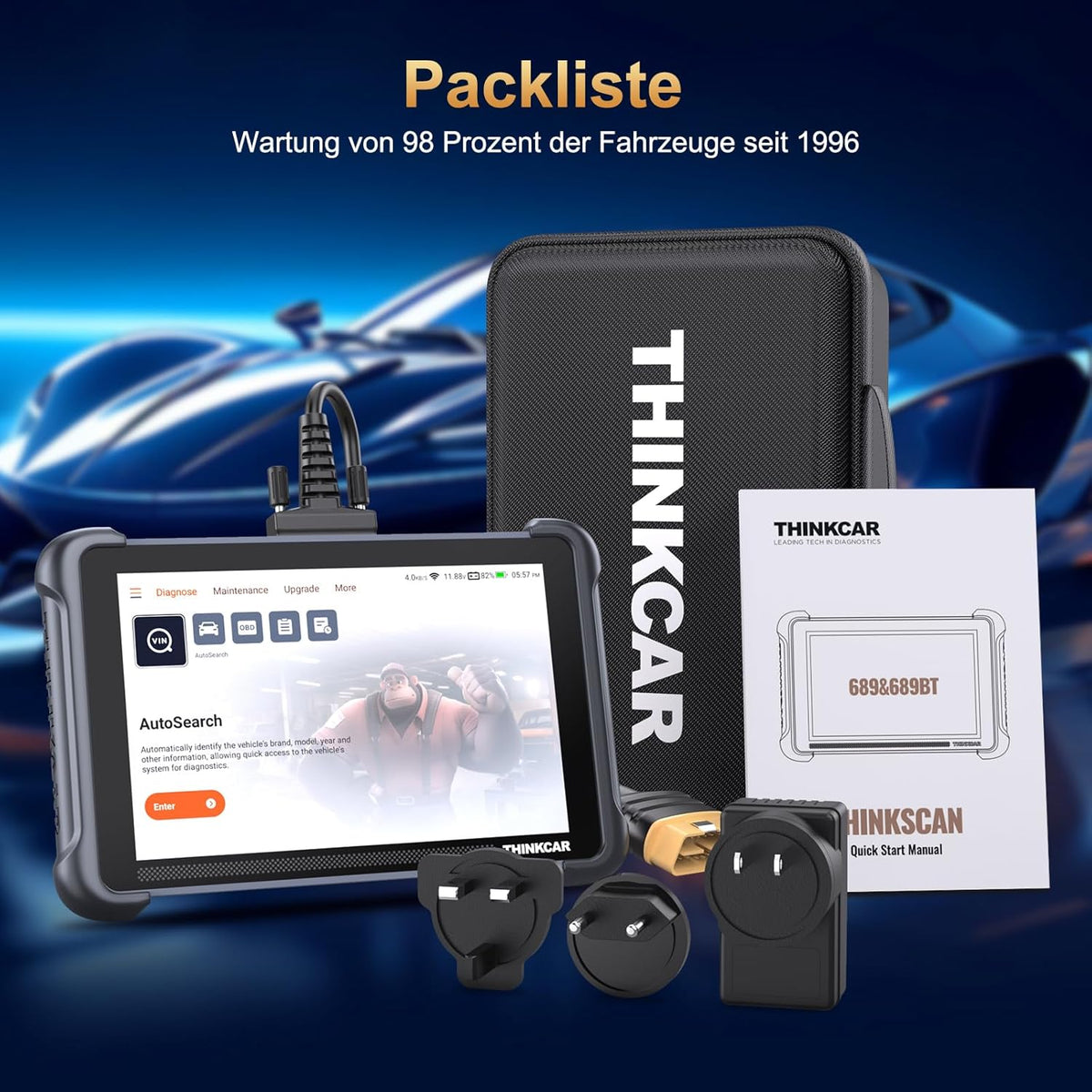 ThinkScan 689 OBD2 diagnoseapparaat, auto met 34 resetfunctie + volledige systeemdiagnose, uitleesapparaat auto voor actief testen, geavanceerde ECU-codering/BI-directionele besturing
