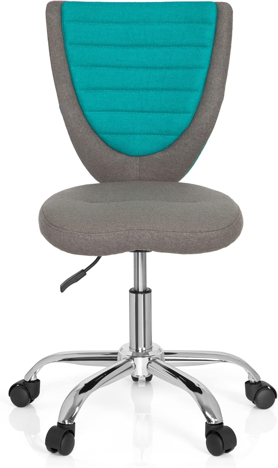 hjh OFFICE 670630 kinderbureaustoel KIDDY COMFORT stof grijs/turquoise draaistoel jeugdstoel bureaustoel, in hoogte verstelbaar