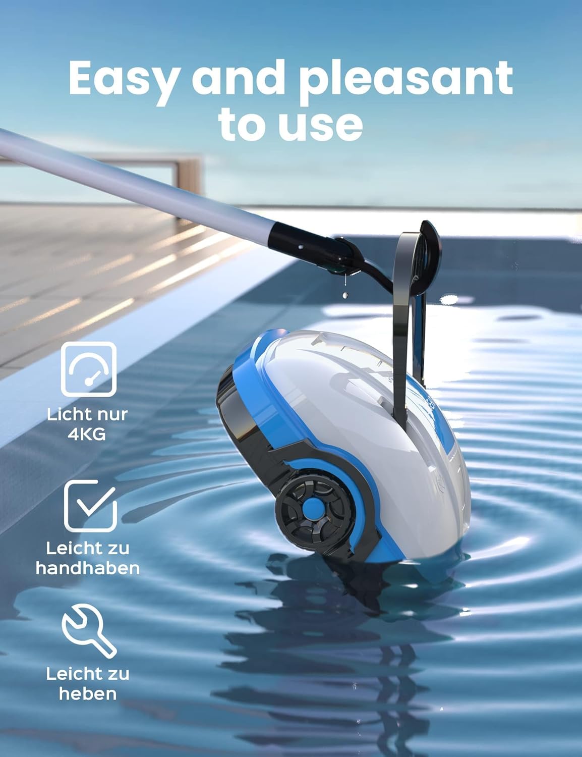<font dir="auto" style="vertical-align: inherit;"><font dir="auto" style="vertical-align: inherit;"> WYBOT Pool Robot for Above Ground Pools, 50m², Dual-Motor Robot with Independent Parking | Wireless Pool Robot with White Battery </font></fo