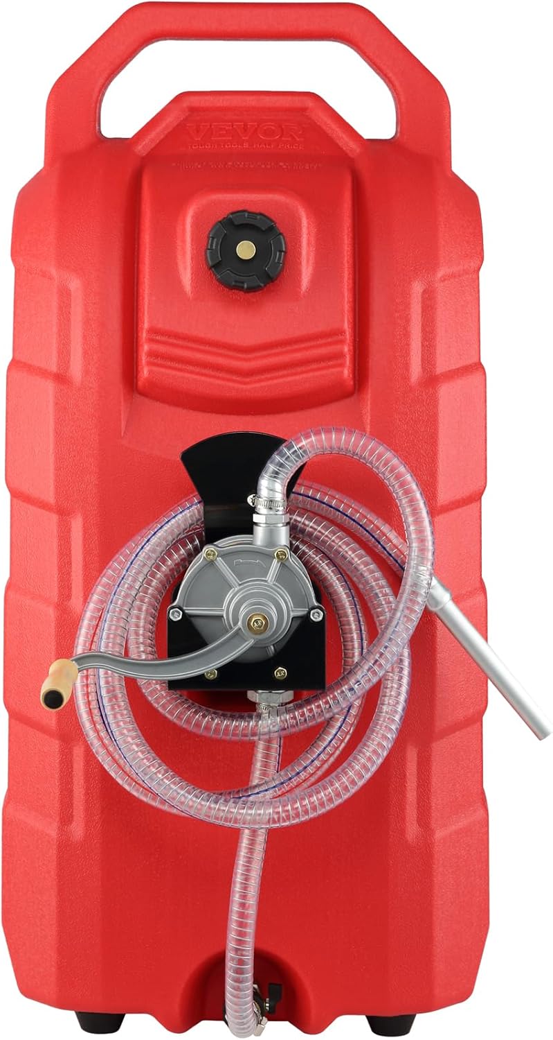 Brandstofcaddy – Brandstoftank – Gascaddy – Brandstofopslagtank – Brandstofcontainer – 16 Gallon / 60,6 Liter – Handpomp Met 6-Inch Rubberen Wielen