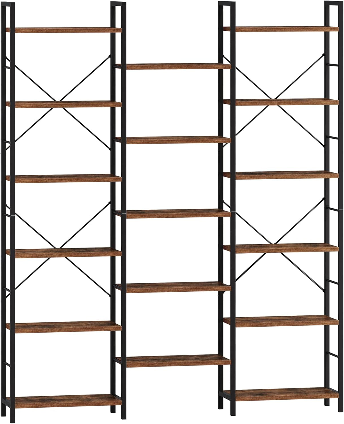 Hzuaneri Bookshelves, Freestanding Shelves, 17 Shelves, 6 Layers, Adjustable Distance, 24 x 152 x 186 cm, Load Capacity 340 kg, Living Room, Office Vintage Brown-Black BC10101B