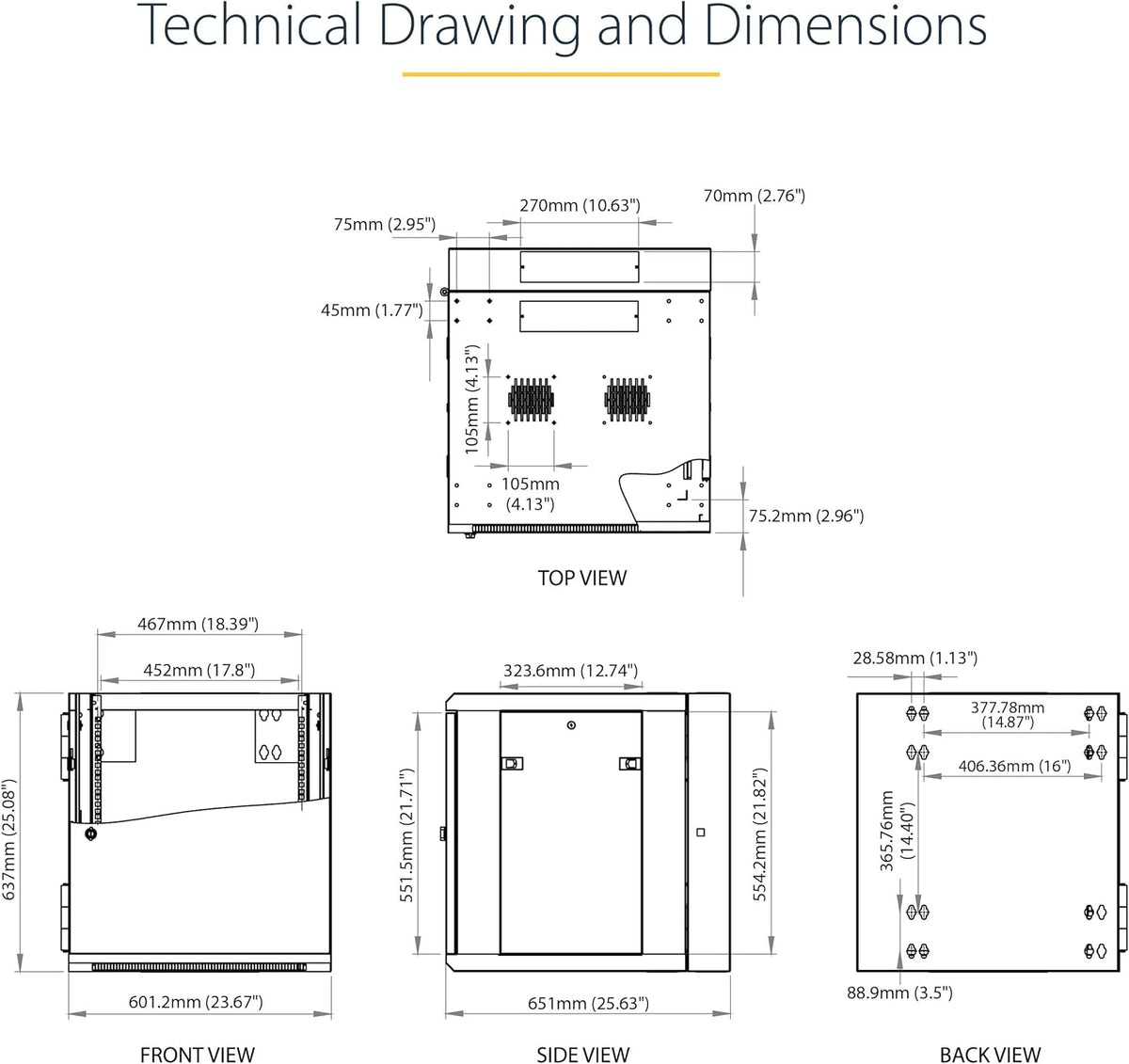 StarTech.com 4 Post 12U Wandmonteerbare Netwerkkast met 1U Schap, 19" Scharnierende Patchkast voor Data/AV/Electronica/Computer Apparatuur, Geventileerd Server Rack, Vergrendelbaar (RK1224WALHM)