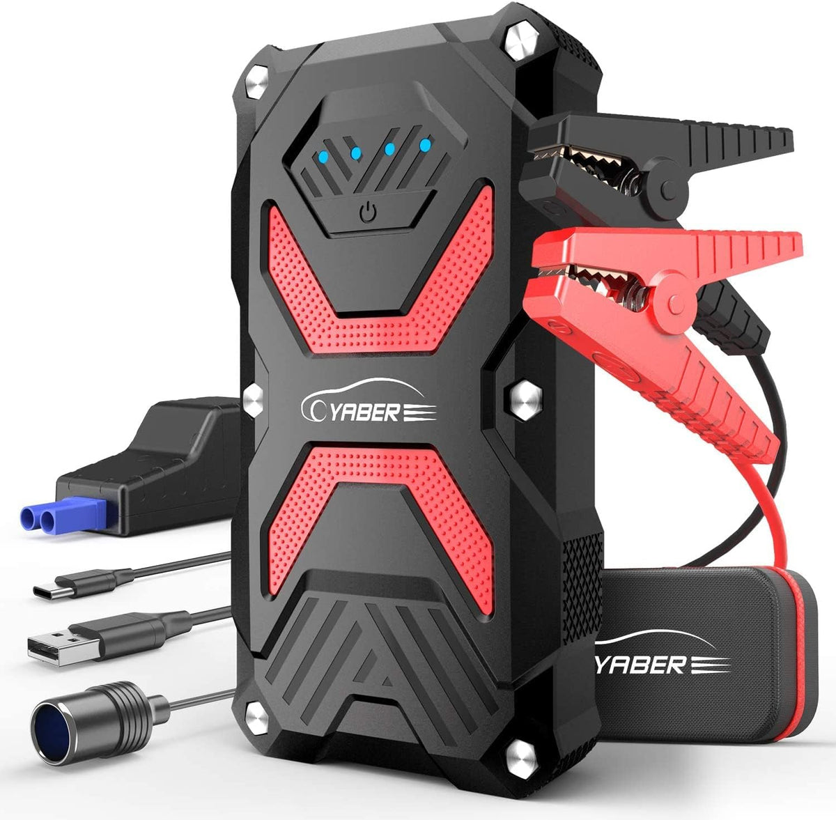 YABER YR600 Jump Starter, 13800mAh 1000A auto startmotor (voor maximaal 6.0L Benzine of 5.0L Diesel) IP67 Waterdichte Jump Starter Batterij voor Noodgevallen