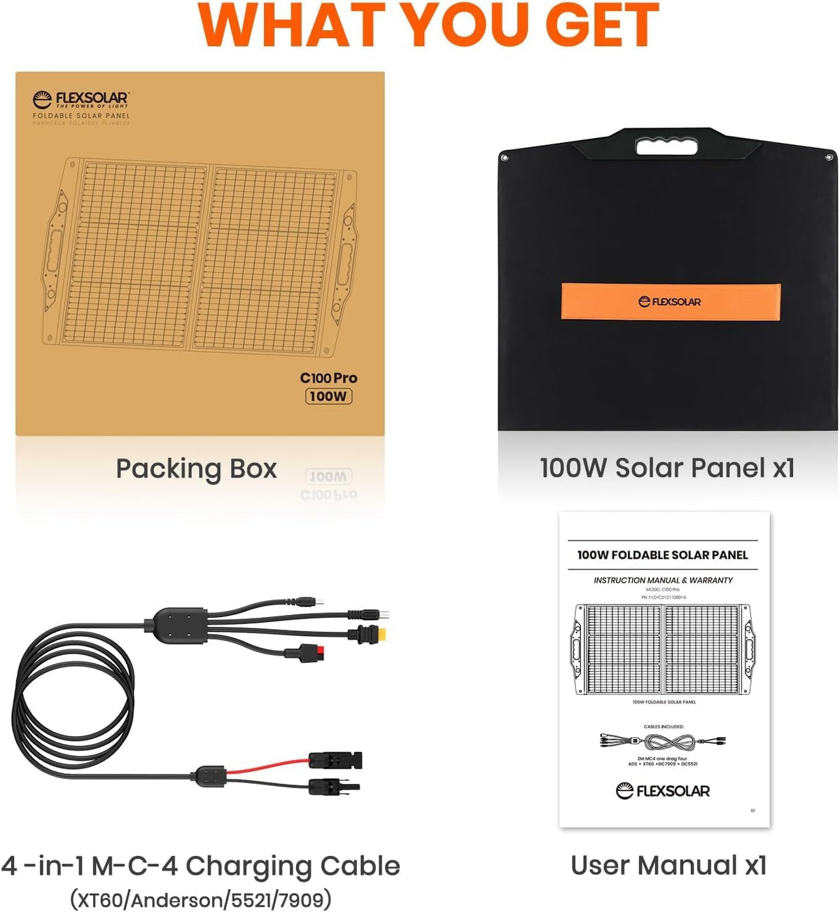 Draagbaar Zonnepaneel – Opvouwbaar Zonnecelpaneel – Flexibel Solar Paneel – Mobiel Zonnepaneel – 100W Vermogen – USB-A QC 3.0 & USB-C PD 60W – Compatibel Met Powerstations – Lichtgewicht & Weersbestendig