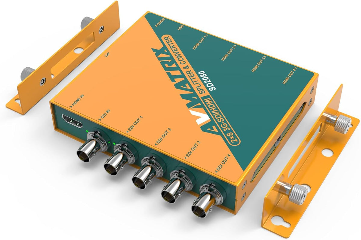 AVMATRIX SD2080 SDI/HDMI-Converter en Distributie - 2 × 8 Verdeler, Up/Down Schaalverdeling, Framesnelheid 1080p Videoconverter en Splitter