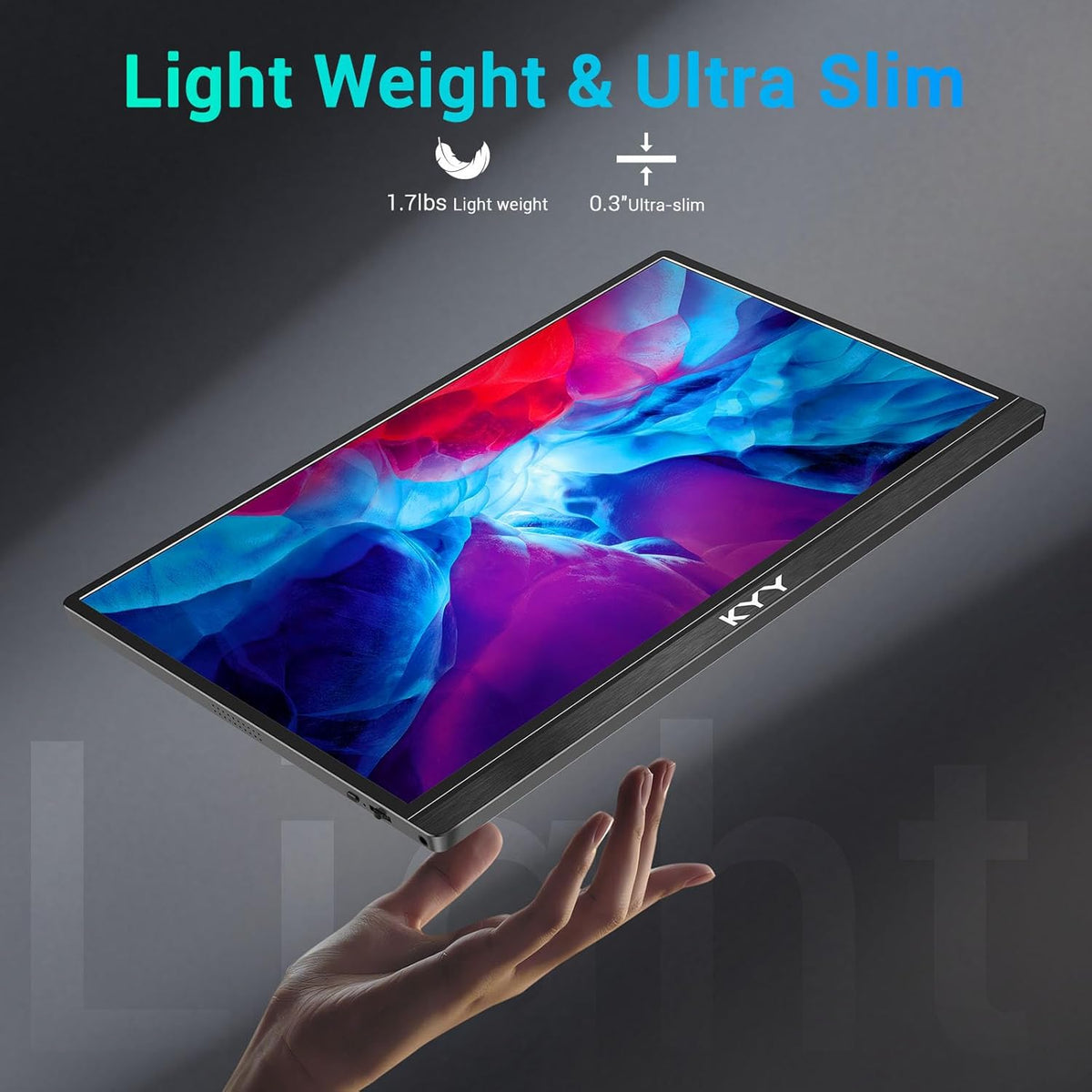 KYY Portable Monitor 15.6'' FHD 1080P USB C HDMI Gaming Monitor Ultra-Slim IPS Display w/ Smart Cover & Speakers, Plug & Play, External Monitor for Laptop PC Phone Mac Xbox PS4 - QUORE