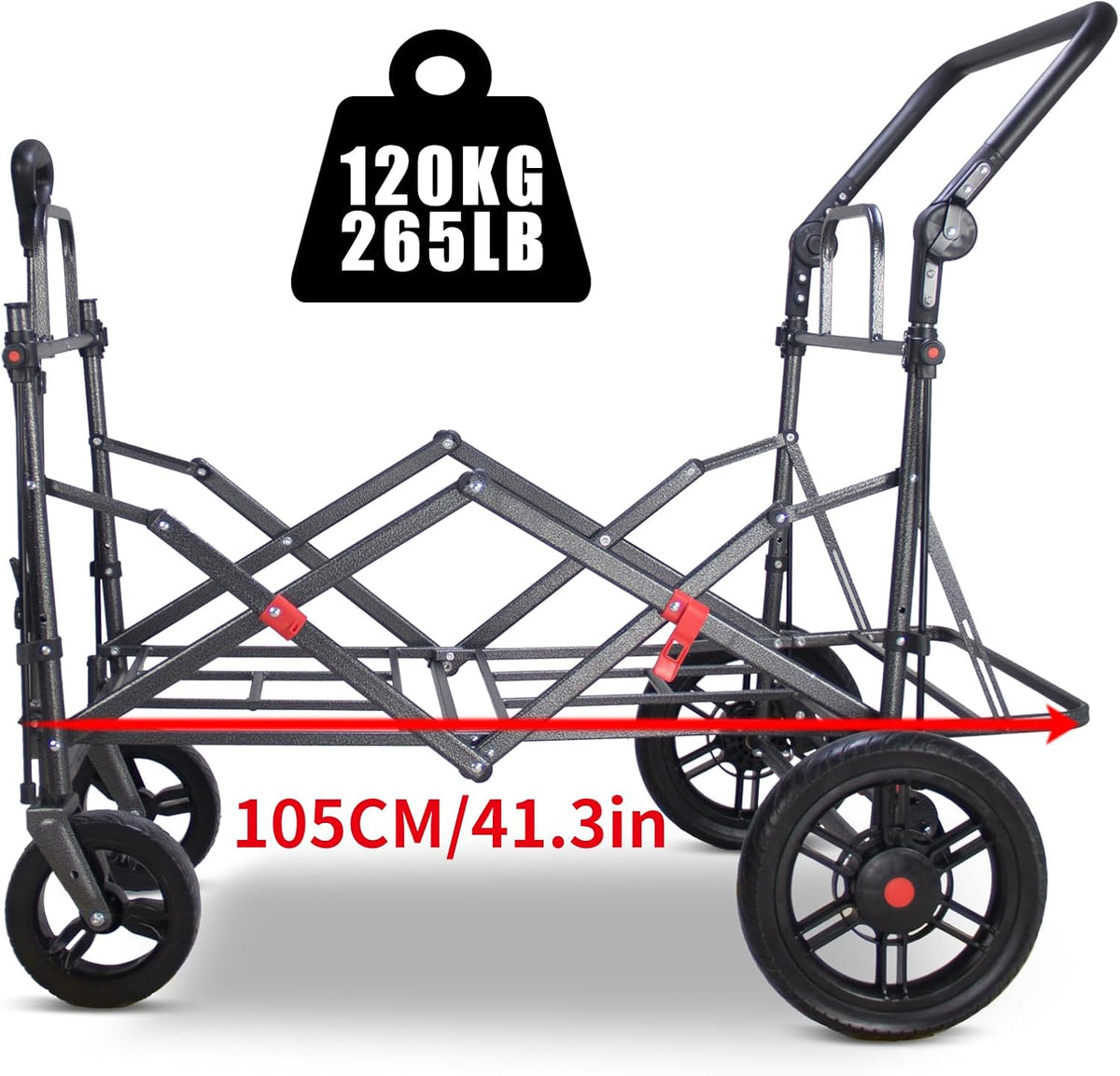 TMZ Opvouwbare bolderkar met 2 geïntegreerde klapstoelen, handwagen met remmen en dak, inklapbare transportwagen, draagvermogen 120 kg, voor alle terreinen, camping, strand, winkelen (groen)