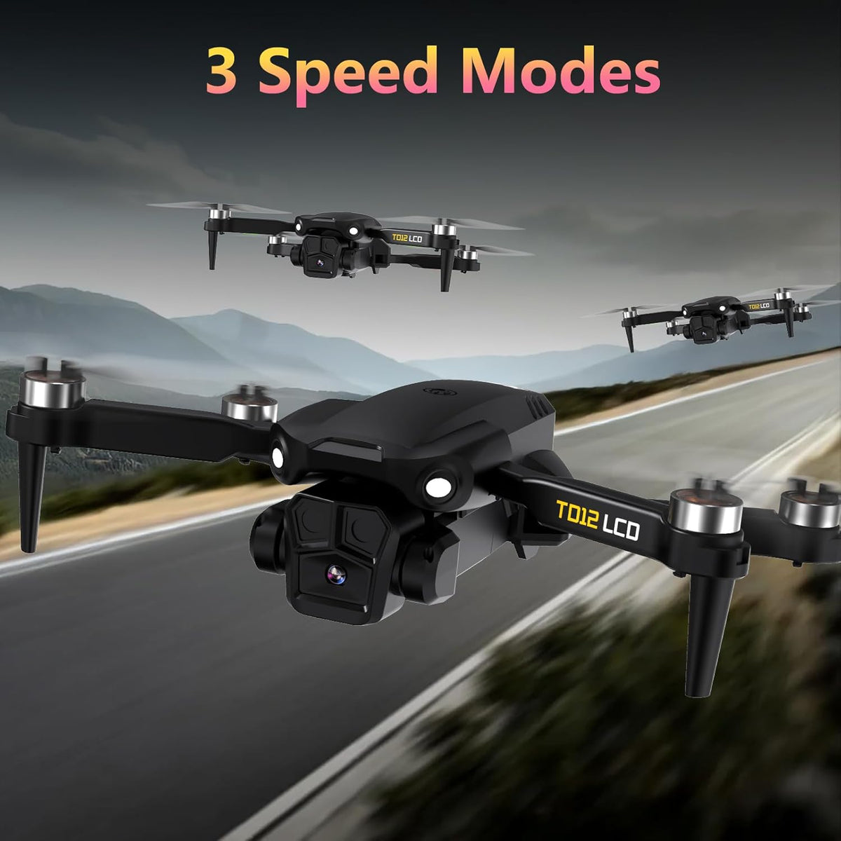 Opvouwbare Drone met Camera, Drones met LCD-schermtransmissie, Headless-modus, 90° Elektrische Aanpassing, RC Quadcopter voor Volwassenen, TD12LCD Drone voor Beginners