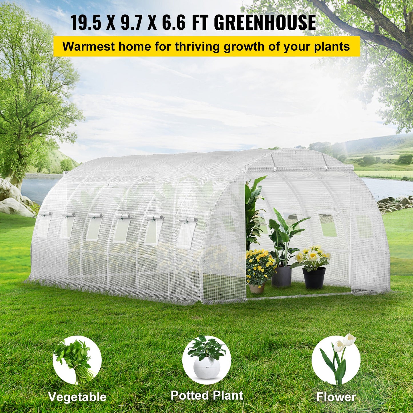 Kweekkas – Tuinkas – Broeikas – Tunnelkas – Kas – Gegalvaniseerd Stalen Frame – Waterdichte PE-Folie – 6x3x2 Meter – Optimale Ventilatie