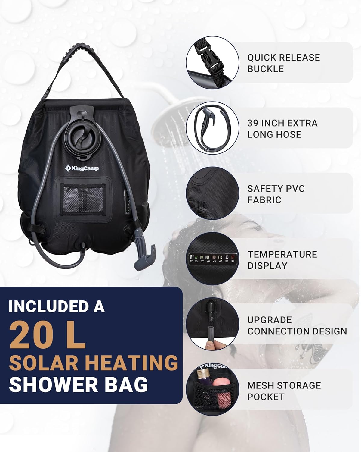 KingCamp Pop Up Dressing Veranderen Tent Douche Kamer Afneembare Vloer voor Camping Outdoor Strand Toilet Draagbare met Draagtas
