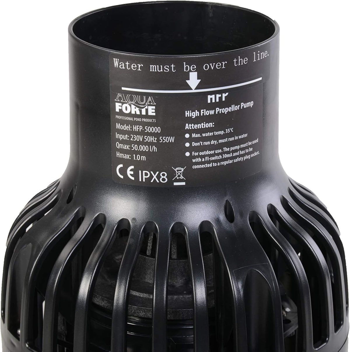 Propellervijverpomp – Vijverpomp – Waterpomp – Circulatiepomp – Vuilwaterpomp – 280 Watt – Max. Debiet 45 m³/uur